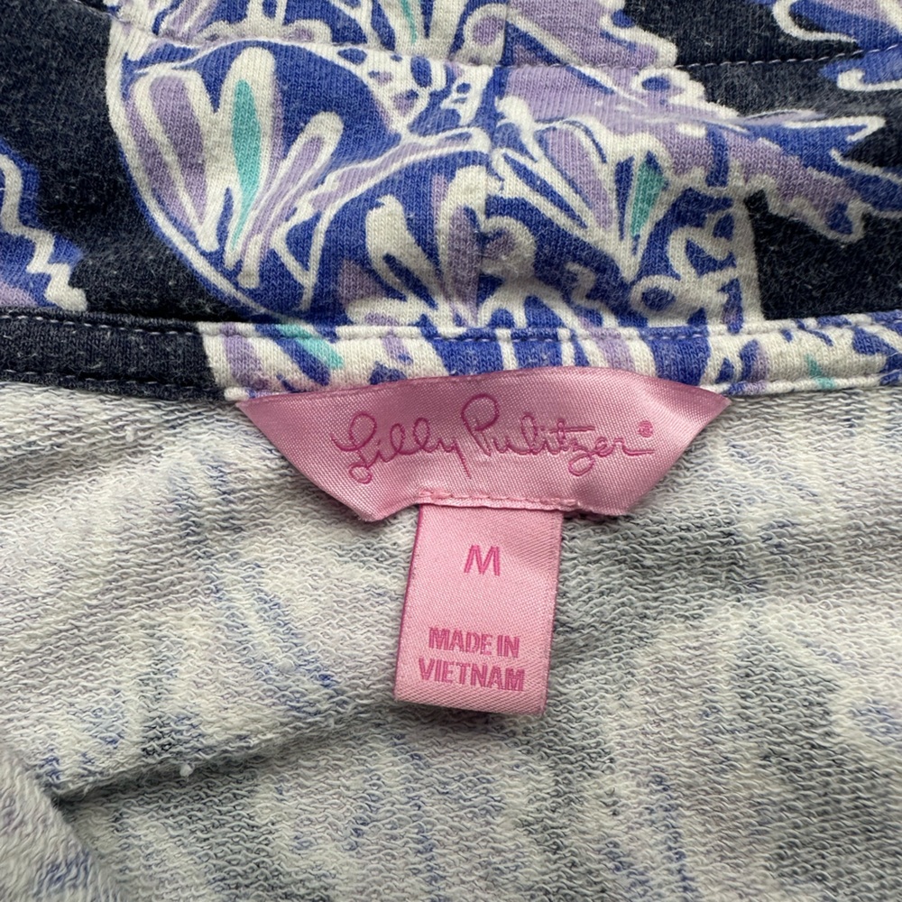 Lilly Pulitzer size M paisley pattern purple 1/4 zip pullover light sweatshirt. - Picture 3 of 8